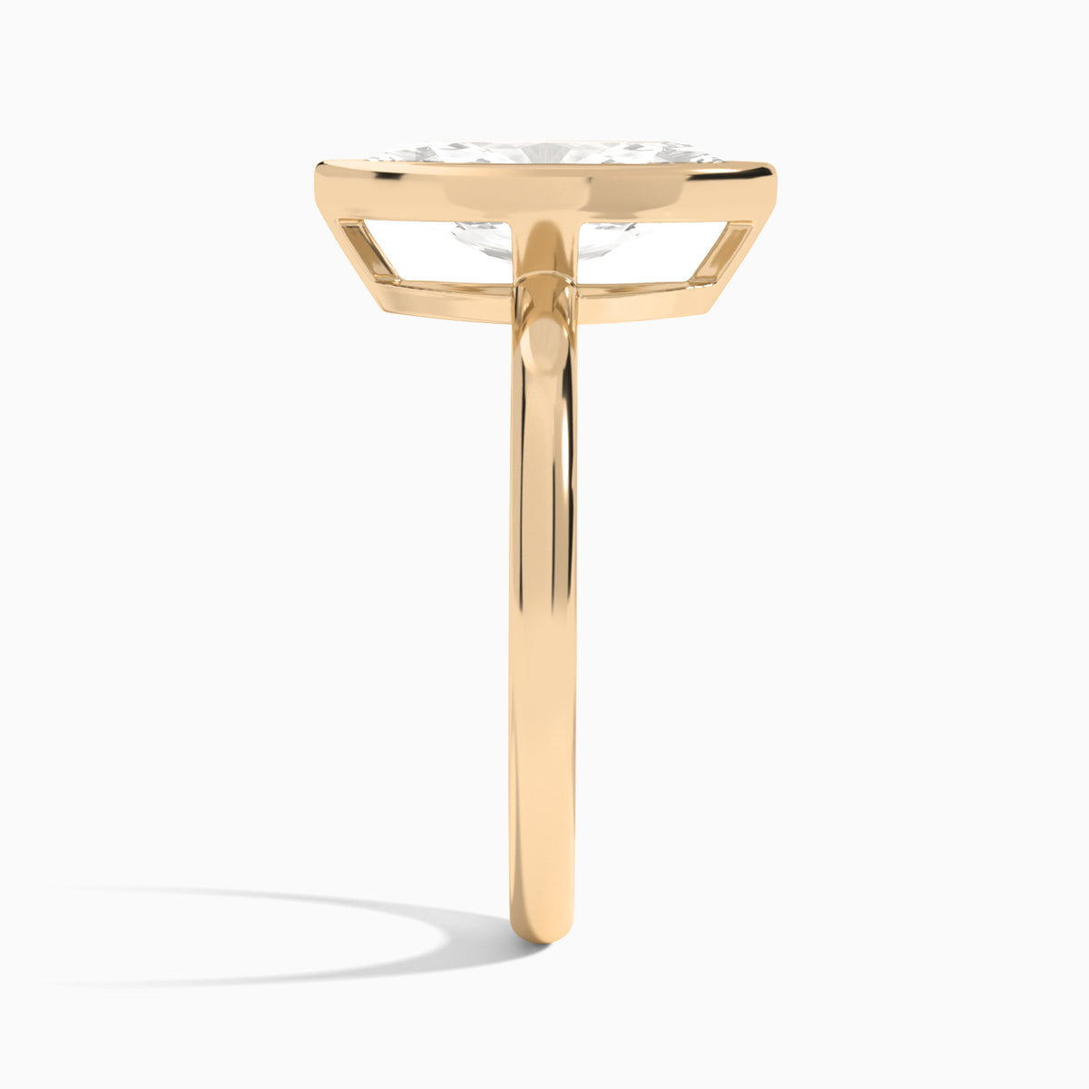 Marquise Elle 2mm Bezel Solitaire Diamond Engagement Ring In 14K Rose Gold, Side View