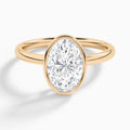 Oval Elle 2mm Bezel Solitaire Diamond Engagement Ring In 14K Rose Gold - Lucenjuri