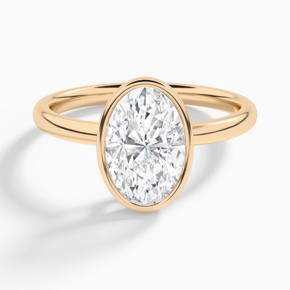 Oval Elle 2mm Bezel Solitaire Diamond Engagement Ring In 14K Rose Gold - Lucenjuri