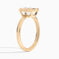 Oval Elle 2mm Bezel Solitaire Diamond Engagement Ring In 14K Rose Gold, Angle View