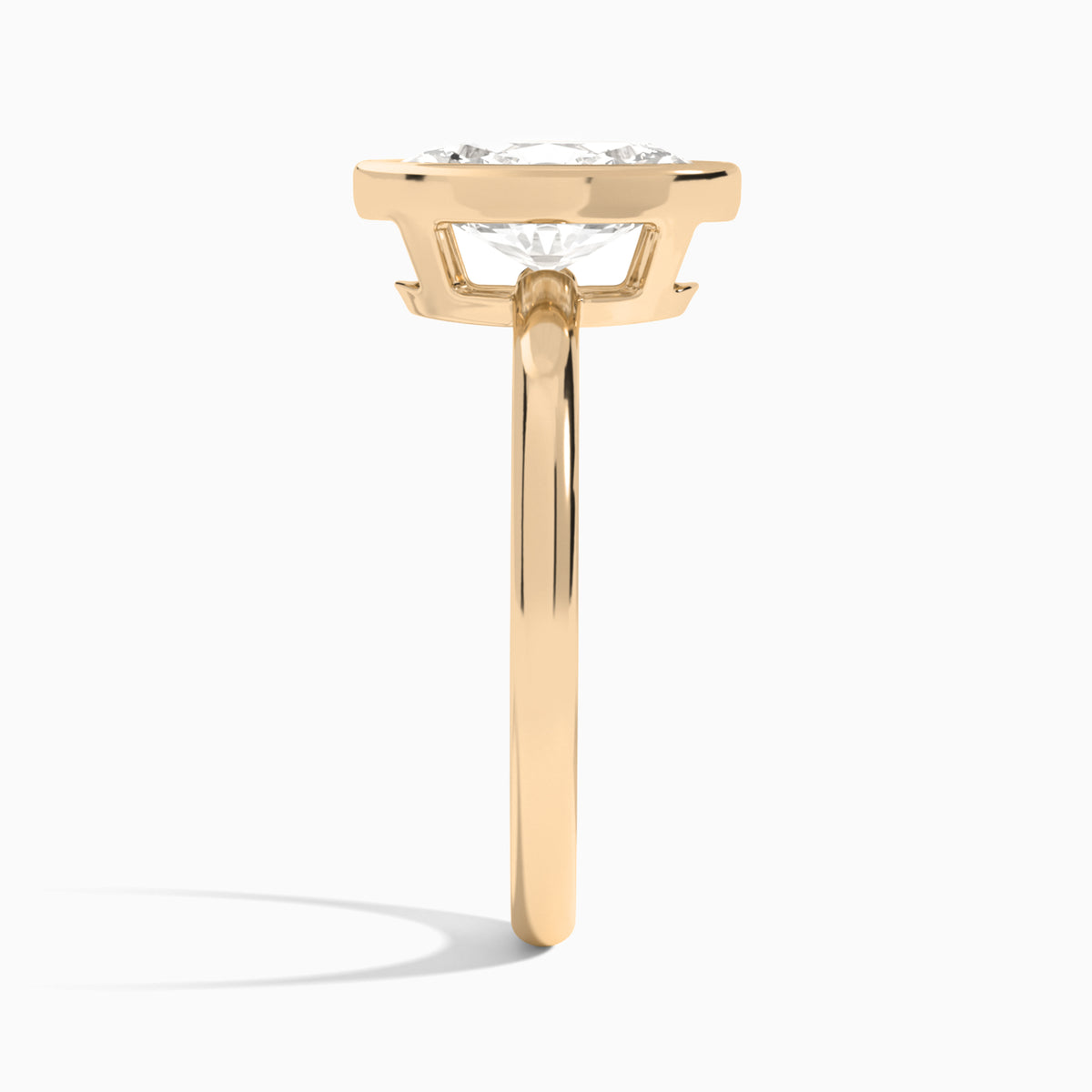 Oval Elle 2mm Bezel Solitaire Diamond Engagement Ring In 14K Rose Gold, Side View