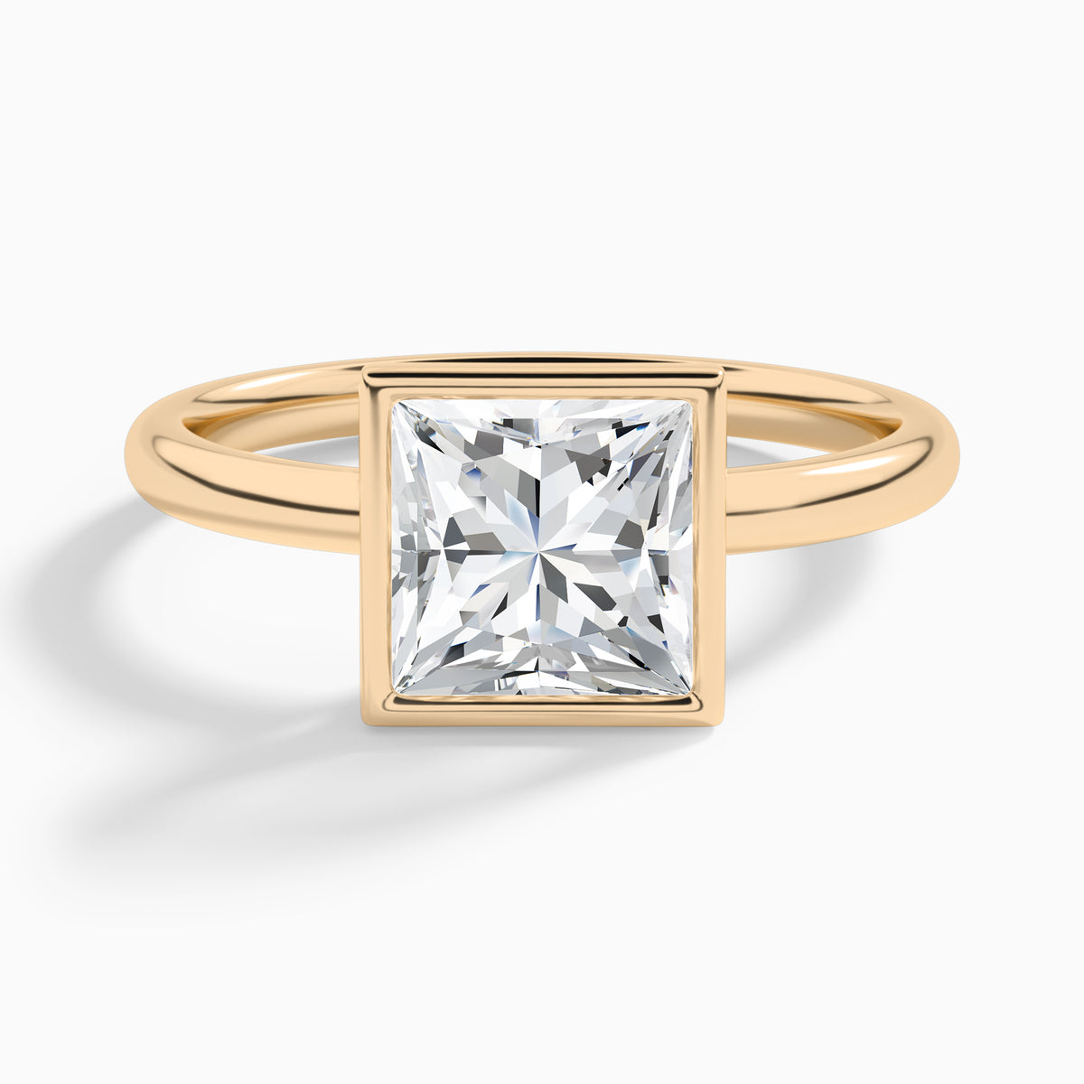 Princess Elle 2mm Bezel Solitaire Diamond Engagement Ring In 14K Rose Gold - Lucenjuri