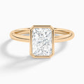 Radiant Elle 2mm Bezel Solitaire Diamond Engagement Ring In 14K Rose Gold - Lucenjuri