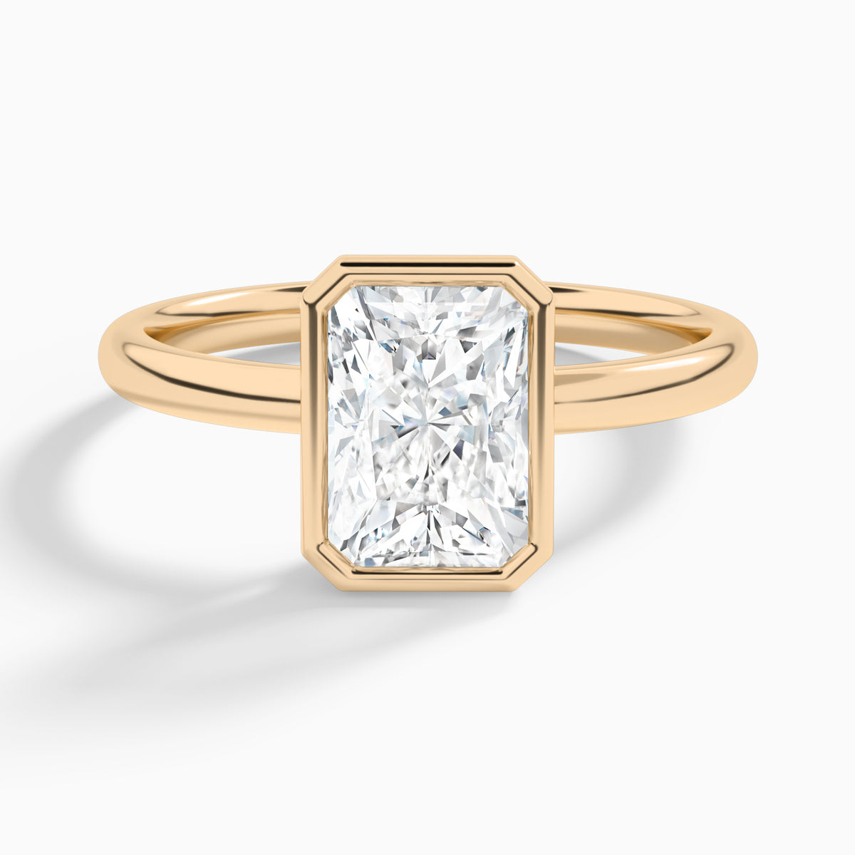 Radiant Elle 2mm Bezel Solitaire Diamond Engagement Ring In 14K Rose Gold - Lucenjuri