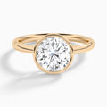 Round Elle 2mm Bezel Solitaire Diamond Engagement Ring In 14K Rose Gold - Lucenjuri
