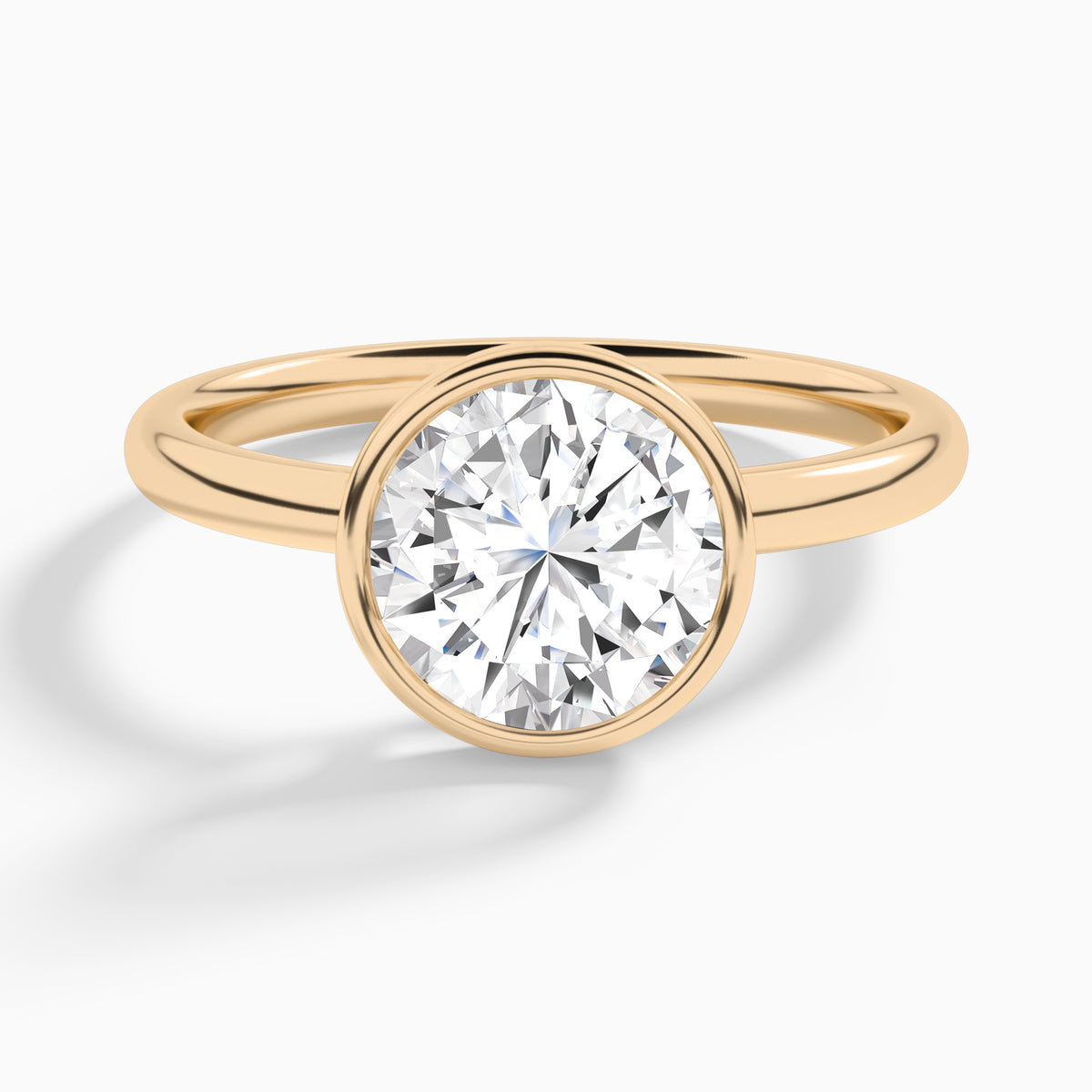 Round Elle 2mm Bezel Solitaire Diamond Engagement Ring In 14K Rose Gold - Lucenjuri