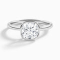 Cushion Elle 2mm Bezel Solitaire Diamond Engagement Ring In 18K White Gold - Lucenjuri