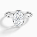 Oval Elle 2mm Bezel Solitaire Diamond Engagement Ring In 18K White Gold - Lucenjuri