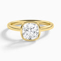 Cushion Elle 2mm Bezel Solitaire Diamond Engagement Ring In 18K Yellow Gold - Lucenjuri