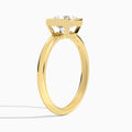 Cushion Elle 2mm Bezel Solitaire Diamond Engagement Ring In 18K Yellow Gold, Angle View