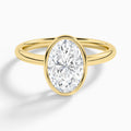 Oval Elle 2mm Bezel Solitaire Diamond Engagement Ring In 18K Yellow Gold - Lucenjuri