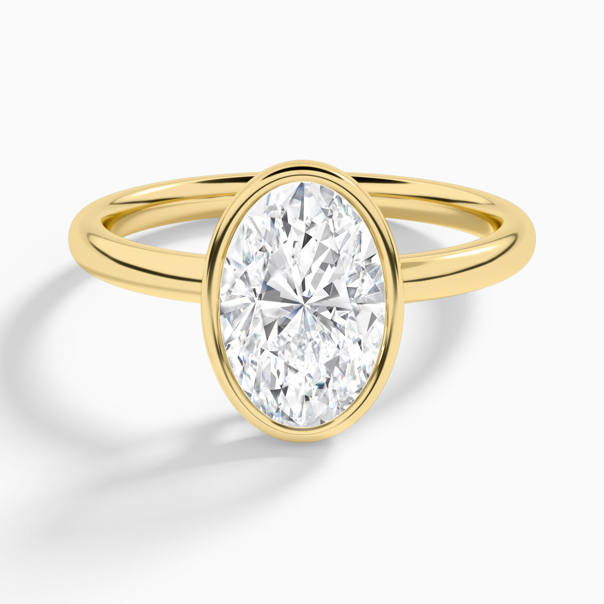 Oval Elle 2mm Bezel Solitaire Diamond Engagement Ring In 18K Yellow Gold - Lucenjuri