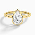 Pear Elle 2mm Bezel Solitaire Diamond Engagement Ring In 18K Yellow Gold - Lucenjuri