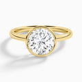 Round Elle 2mm Bezel Solitaire Diamond Engagement Ring In 18K Yellow Gold - Lucenjuri