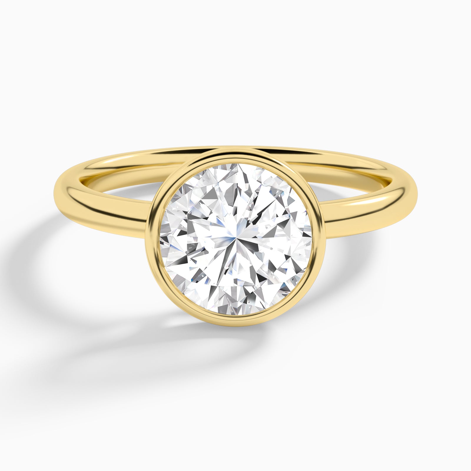 Round Elle 2mm Bezel Solitaire Diamond Engagement Ring In 18K Yellow Gold - Lucenjuri