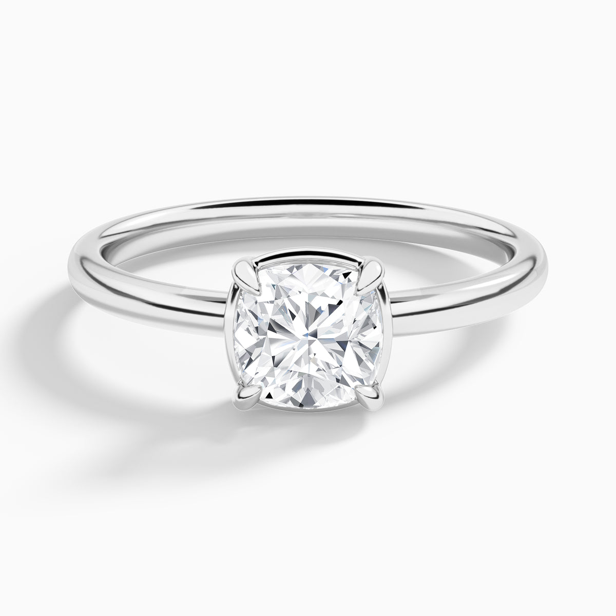 Cushion Prong Bezel Solitaire Diamond Engagement Ring In Platinum - Lucenjuri