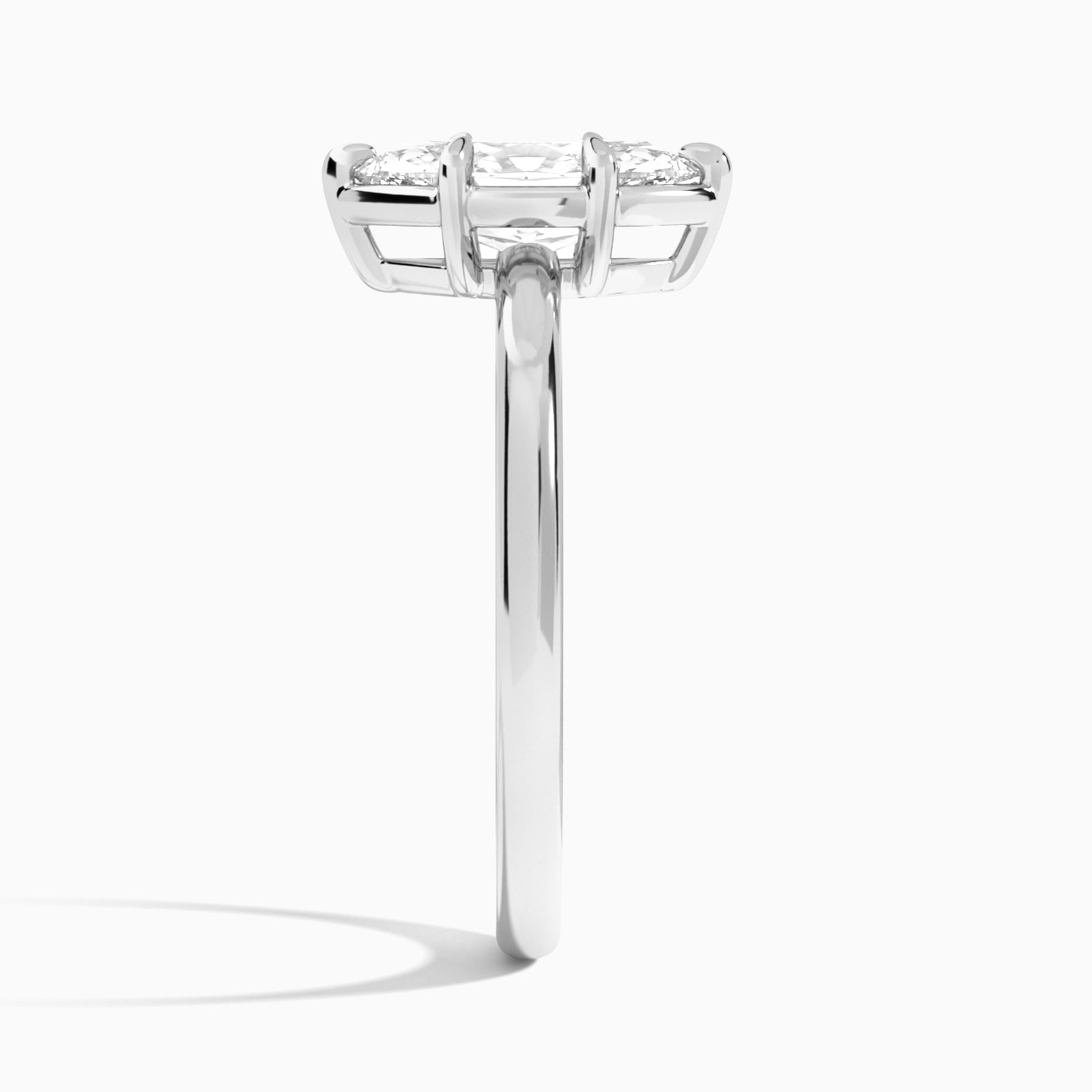 Marquise Prong Bezel Solitaire Diamond Engagement Ring In Platinum, Side View