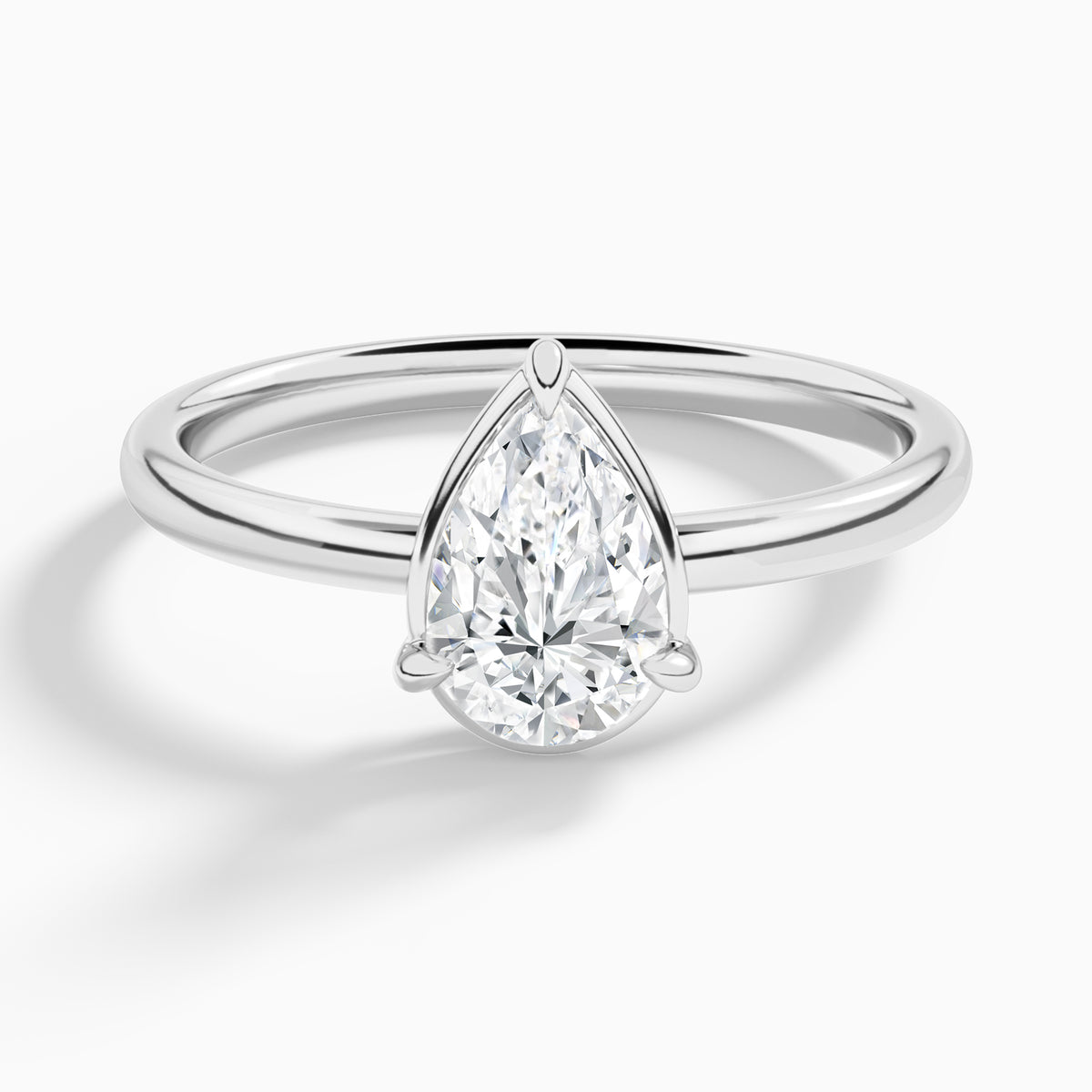 Pear Prong Bezel Solitaire Diamond Engagement Ring In Platinum - Lucenjuri
