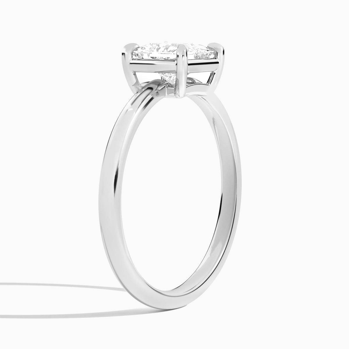 Princess Prong Bezel Solitaire Diamond Engagement Ring In Platinum, Angle View