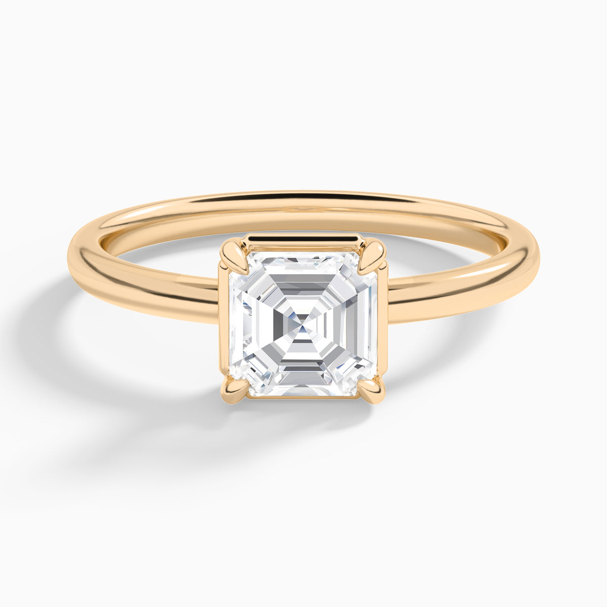 Asscher Prong Bezel Solitaire Diamond Engagement Ring In 14K Rose Gold - Lucenjuri