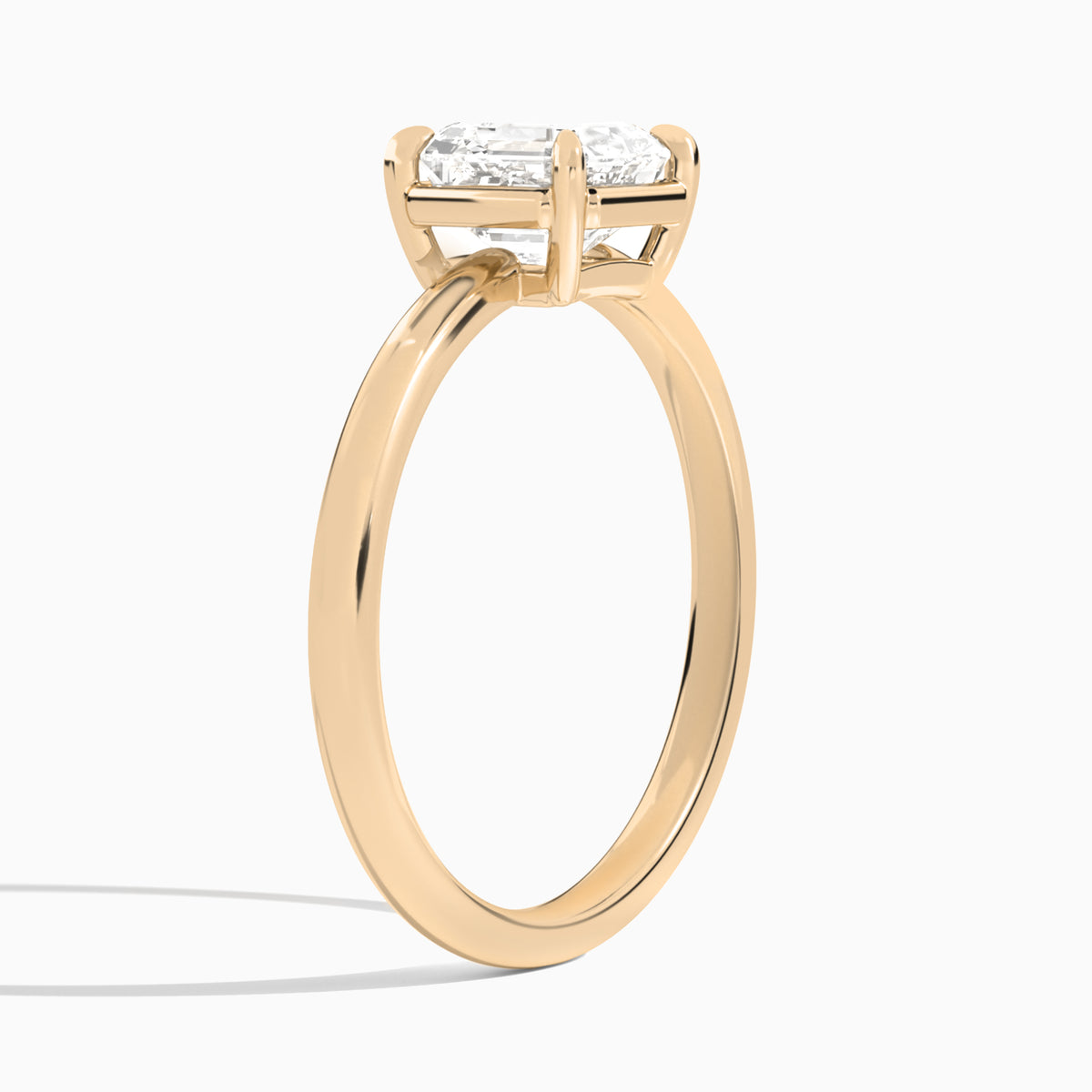 Asscher Prong Bezel Solitaire Diamond Engagement Ring In 14K Rose Gold, Angle View