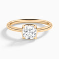 Cushion Prong Bezel Solitaire Diamond Engagement Ring In 14K Rose Gold - Lucenjuri