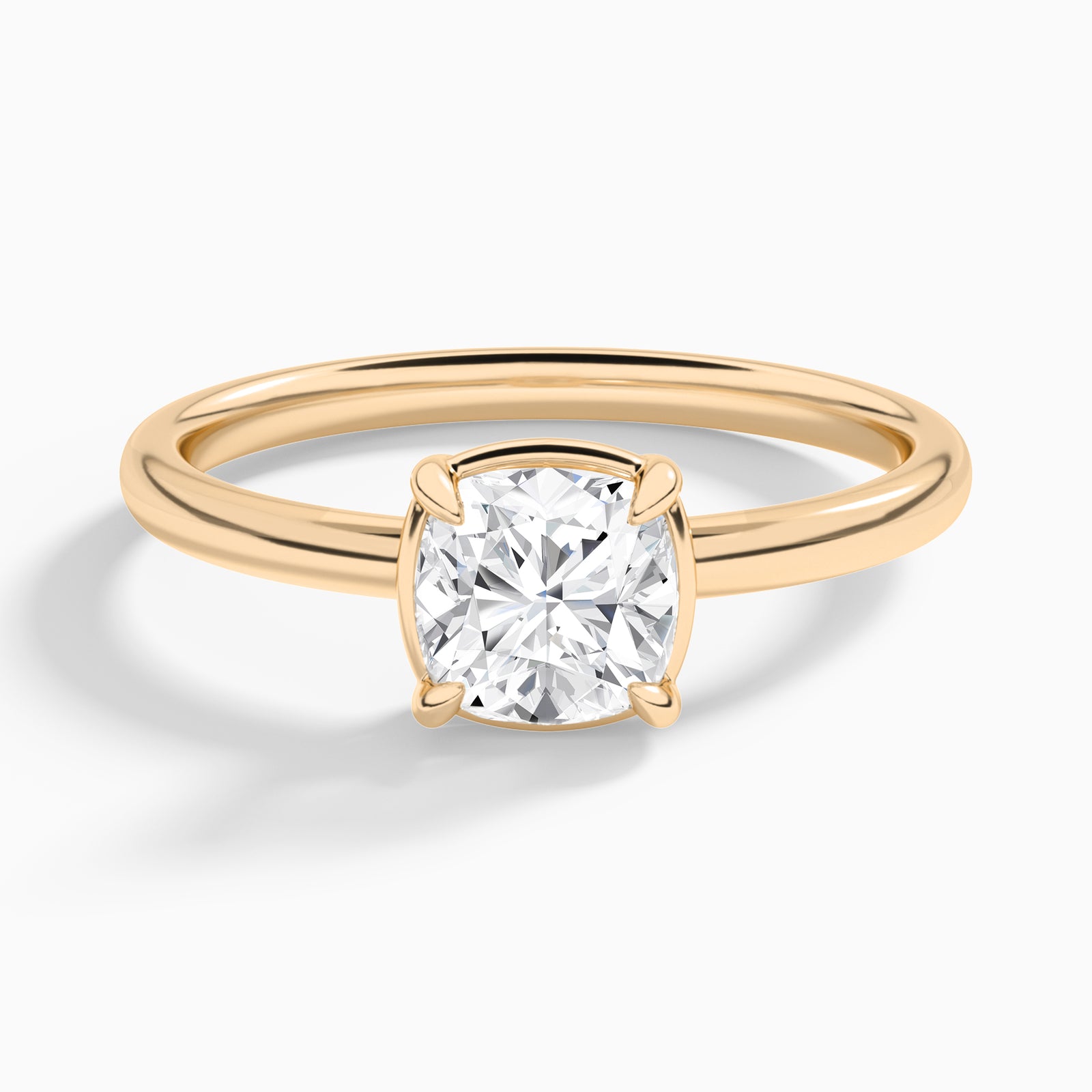 Cushion Prong Bezel Solitaire Diamond Engagement Ring In 14K Rose Gold - Lucenjuri