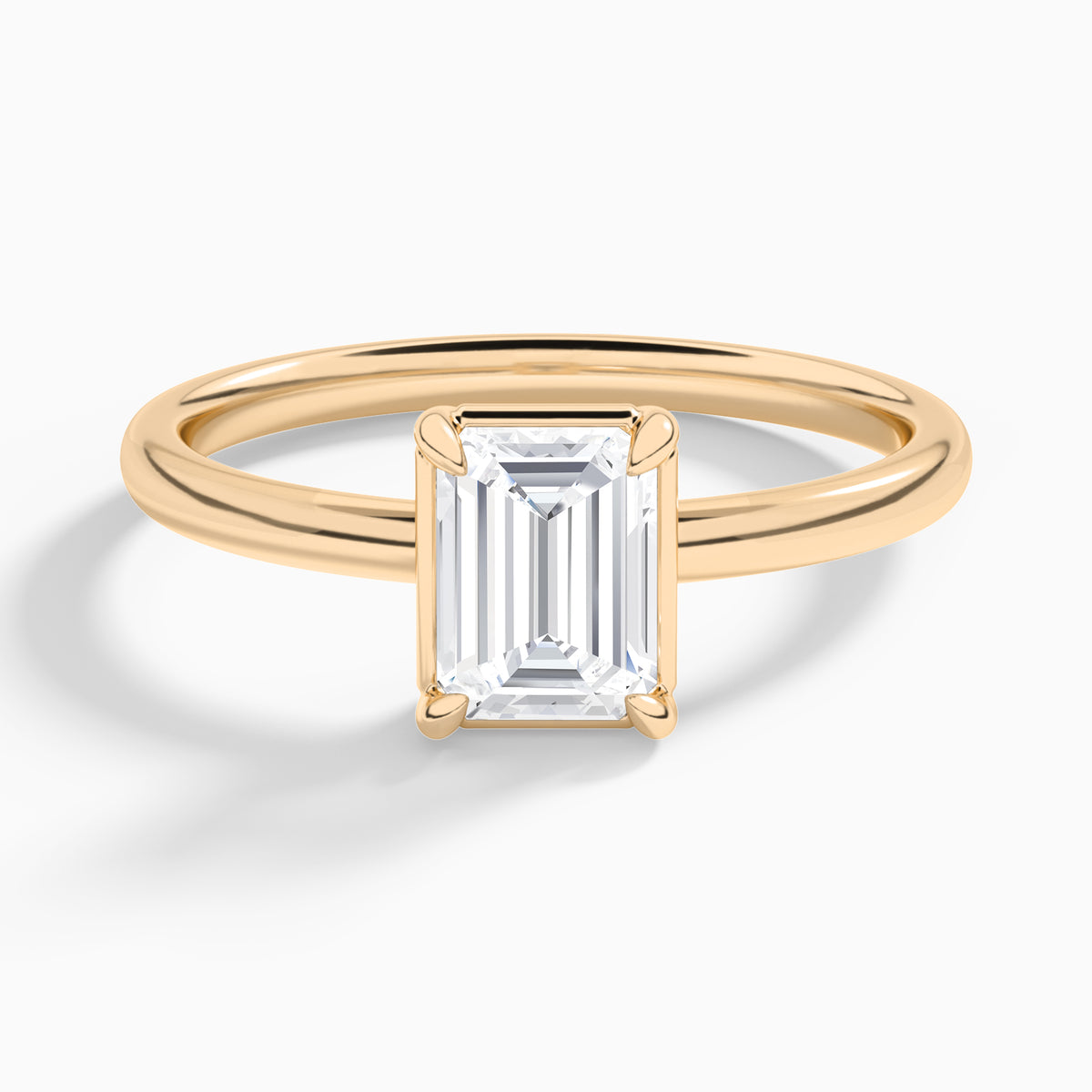Emerald Prong Bezel Solitaire Diamond Engagement Ring In Rose Gold - Lucenjuri