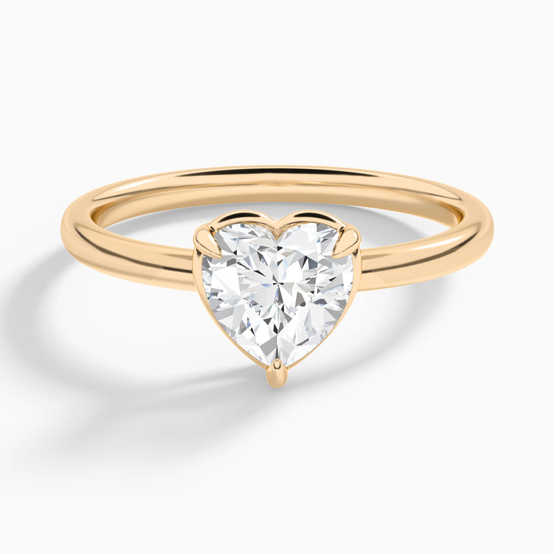 Heart Prong Bezel Solitaire Diamond Engagement Ring In 14K Rose Gold - Lucenjuri