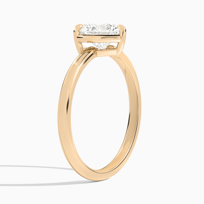 Heart Prong Bezel Solitaire Diamond Engagement Ring In 14K Rose Gold, Angle View