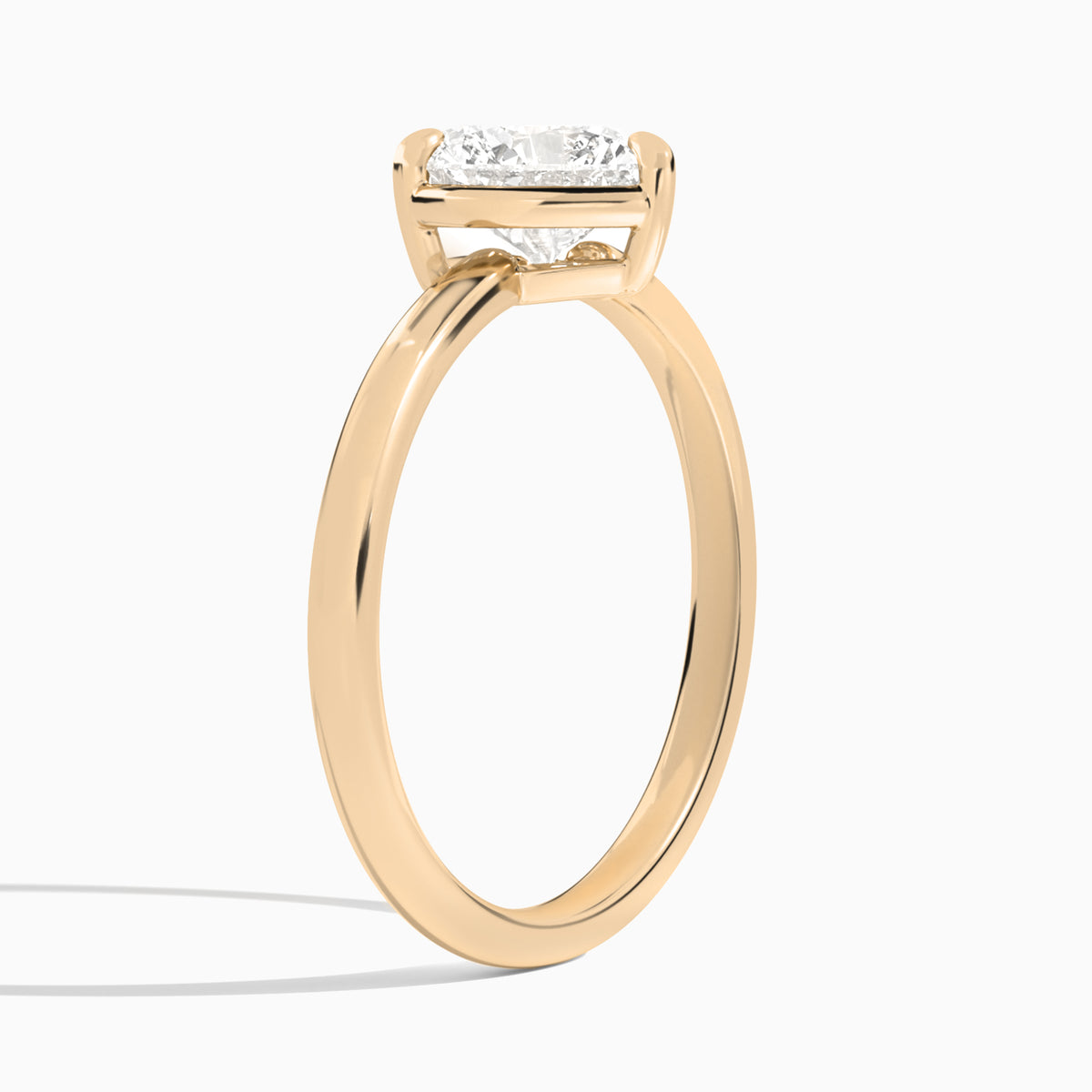 Heart Prong Bezel Solitaire Diamond Engagement Ring In 14K Rose Gold, Angle View
