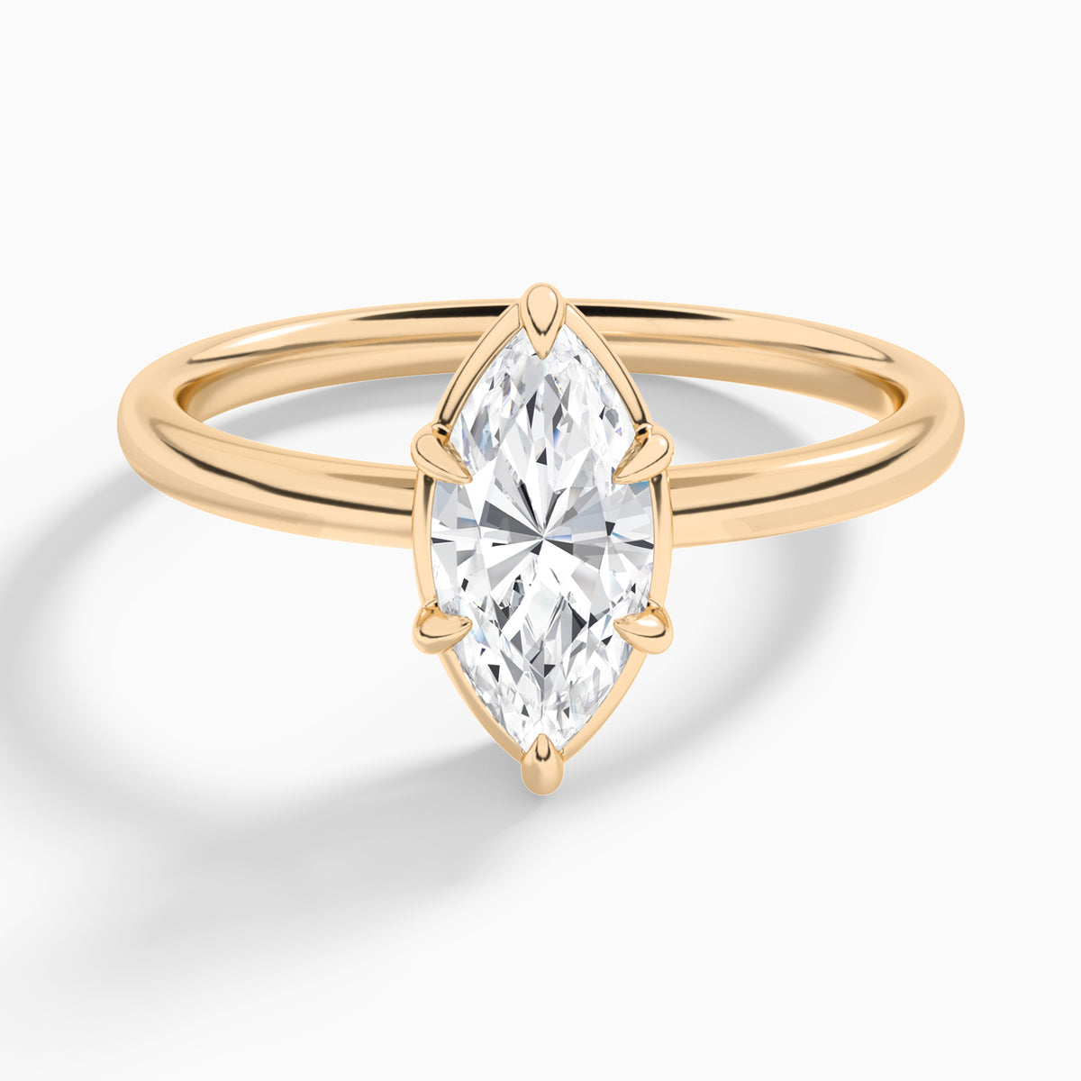 Marquise Prong Bezel Solitaire Diamond Engagement Ring In 14K Rose Gold - Lucenjuri