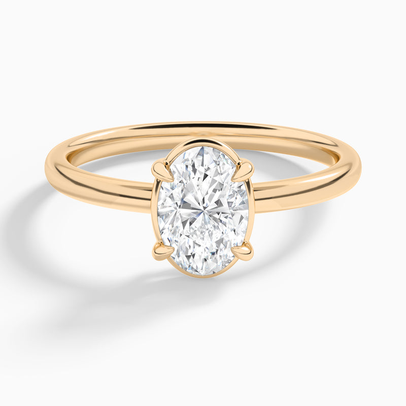 Oval Prong Bezel Solitaire Diamond Engagement Ring In 14K Rose Gold - Lucenjuri