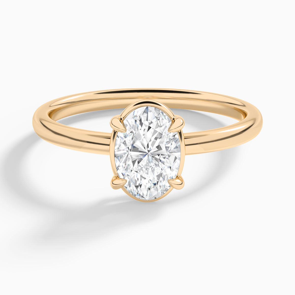 Oval Prong Bezel Solitaire Diamond Engagement Ring In 14K Rose Gold - Lucenjuri