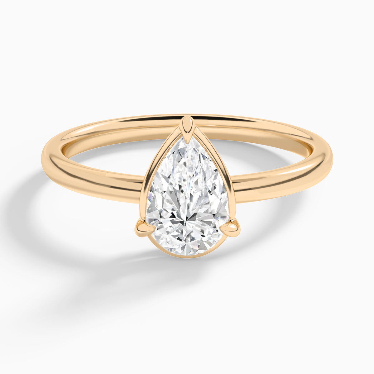 Pear Prong Bezel Solitaire Diamond Engagement Ring In 14K Rose Gold - Lucenjuri