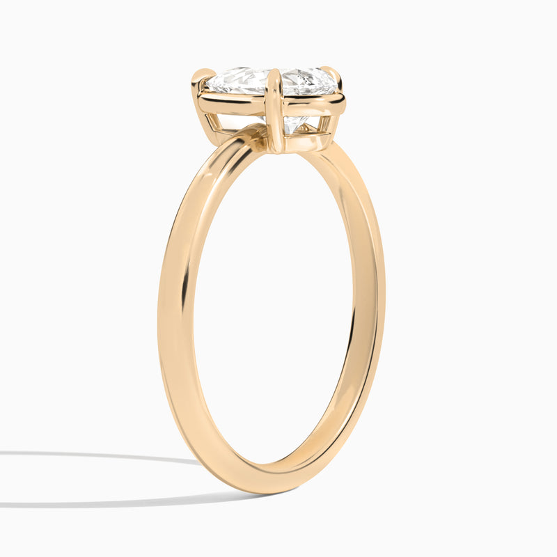 Pear Prong Bezel Solitaire Diamond Engagement Ring In 14K Rose Gold, Angle View
