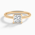 Princess Prong Bezel Solitaire Diamond Engagement Ring In 14K Rose Gold - Lucenjuri