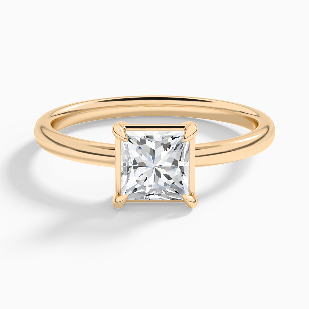 Princess Prong Bezel Solitaire Diamond Engagement Ring In 14K Rose Gold - Lucenjuri
