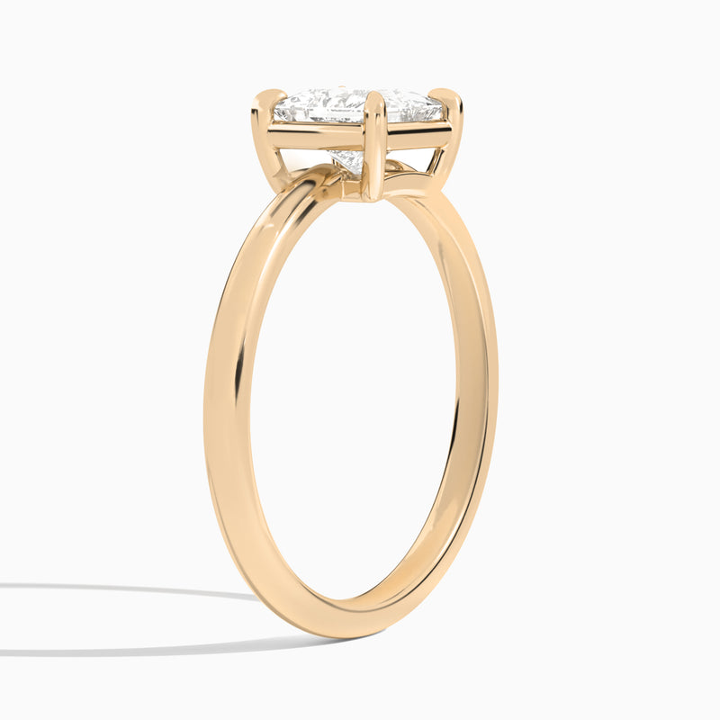 Princess Prong Bezel Solitaire Diamond Engagement Ring In 14K Rose Gold, Angle View