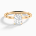 Radiant Prong Bezel Solitaire Diamond Engagement Ring In 14K Rose Gold - Lucenjuri