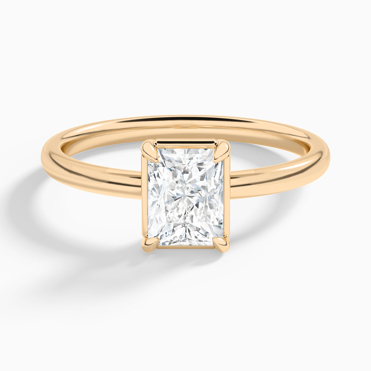 Radiant Prong Bezel Solitaire Diamond Engagement Ring In 14K Rose Gold - Lucenjuri