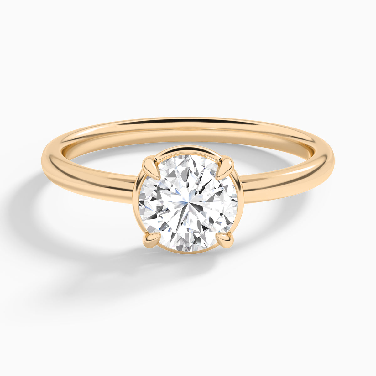 Round Prong Bezel Solitaire Diamond Engagement Ring In 14K Rose Gold - Lucenjuri