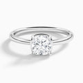 Cushion Prong Bezel Solitaire Diamond Engagement Ring In 18K White Gold - Lucenjuri