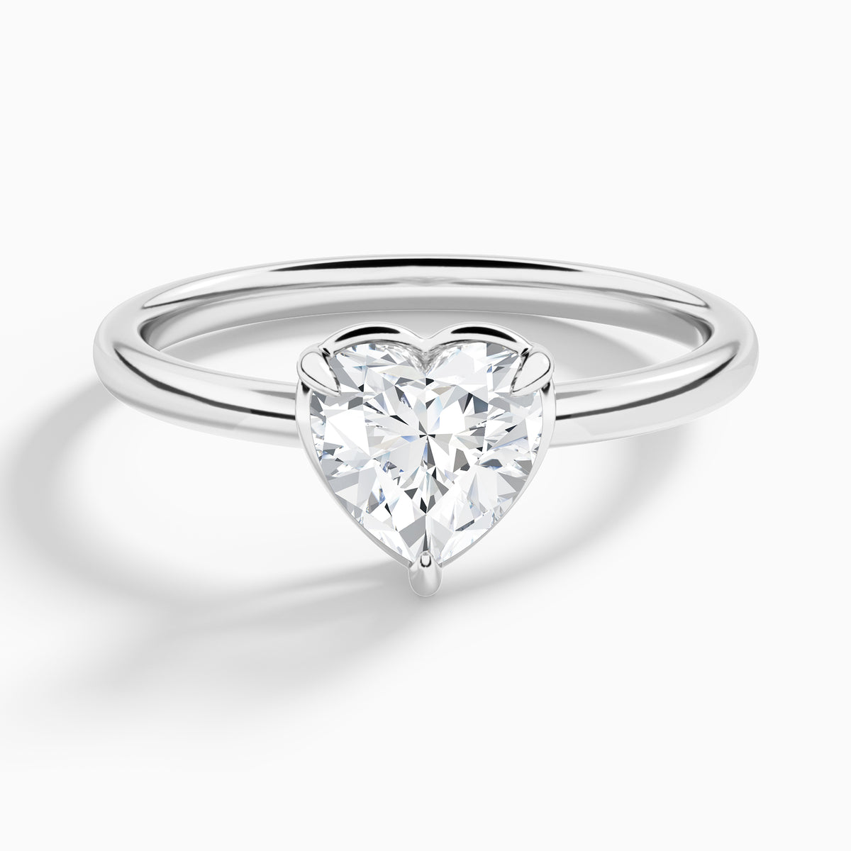 Heart Prong Bezel Solitaire Diamond Engagement Ring In 18K White Gold - Lucenjuri