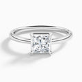 Princess Prong Bezel Solitaire Diamond Engagement Ring In 18K White Gold - Lucenjuri