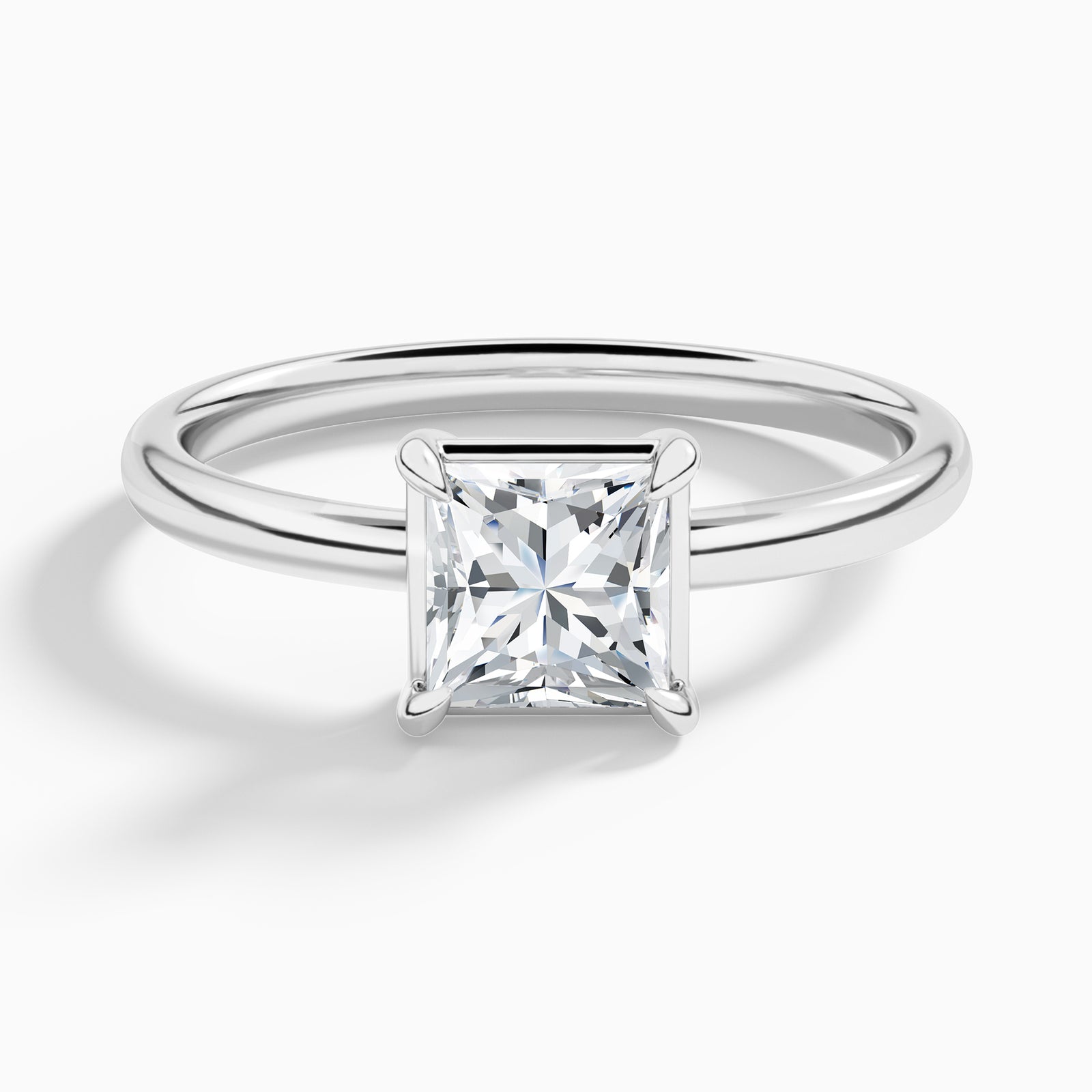 Princess Prong Bezel Solitaire Diamond Engagement Ring In 18K White Gold - Lucenjuri