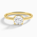 Cushion Prong Bezel Solitaire Diamond Engagement Ring In 18K Yellow Gold - Lucenjuri