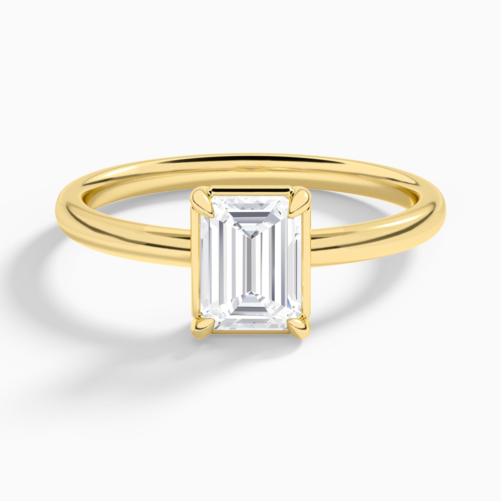 Emerald Prong Bezel Solitaire Diamond Engagement Ring In 18K Yellow Gold - Lucenjuri