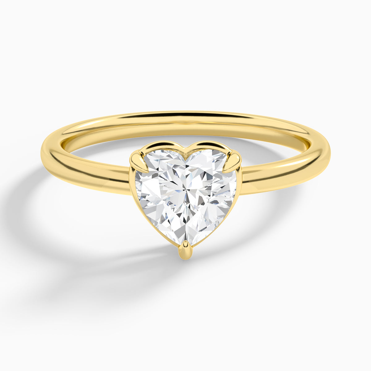 Heart Prong Bezel Solitaire Diamond Engagement Ring In 18K Yellow Gold - Lucenjuri