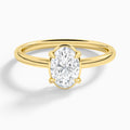 Oval Prong Bezel Solitaire Diamond Engagement Ring In 18K Yellow Gold - Lucenjuri